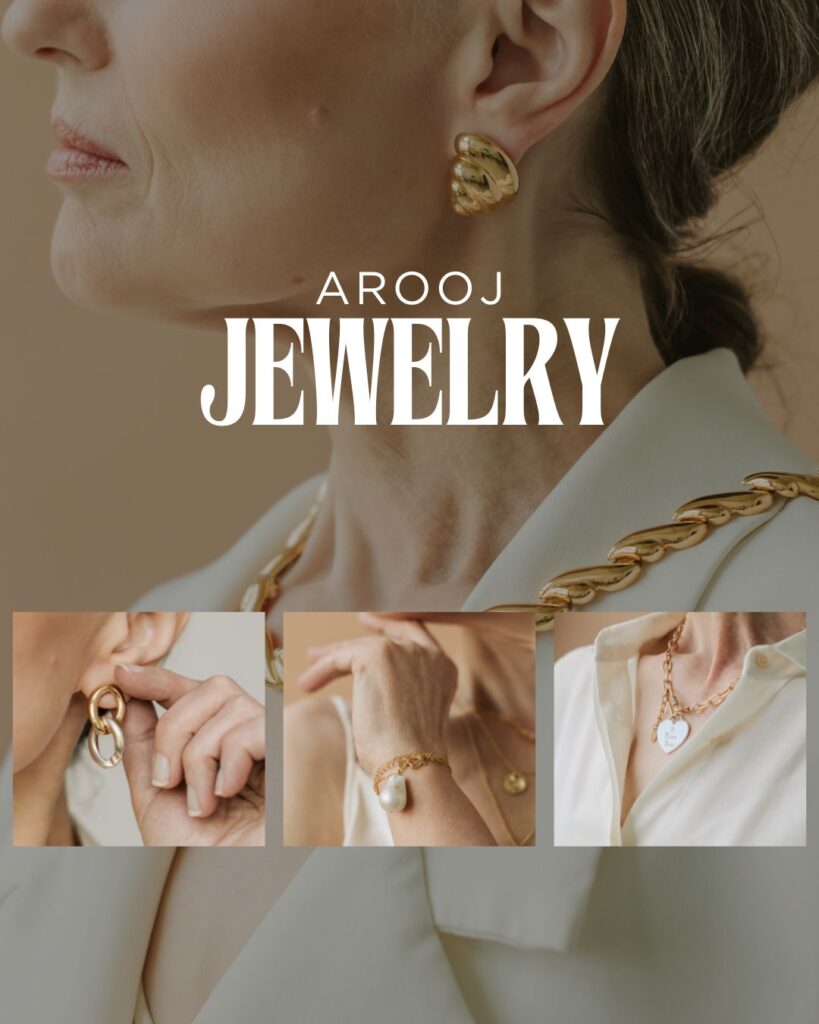 gold neutral modern jewelry instagram post